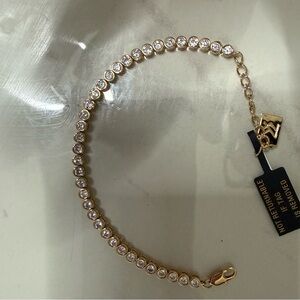 Gold Bracelet with Clear Stones